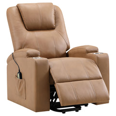 Tampa Furniture Outlet - Coaster - Armstrong Upholstered Power Lift Massage Recliner Camel - 609476P
