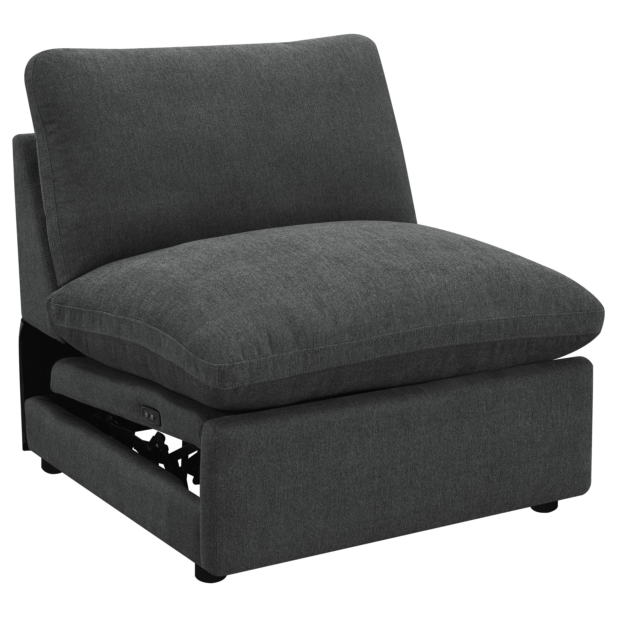 Tampa Furniture Outlet - Coaster - Collins Modular Power Armless Recliner Dark Grey - 609530ARP