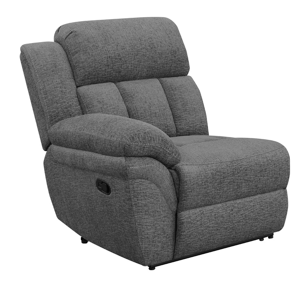 Tampa Furniture Outlet - Coaster - Bahrain Upholstered LAF Recliner Charcoal - 609540LR