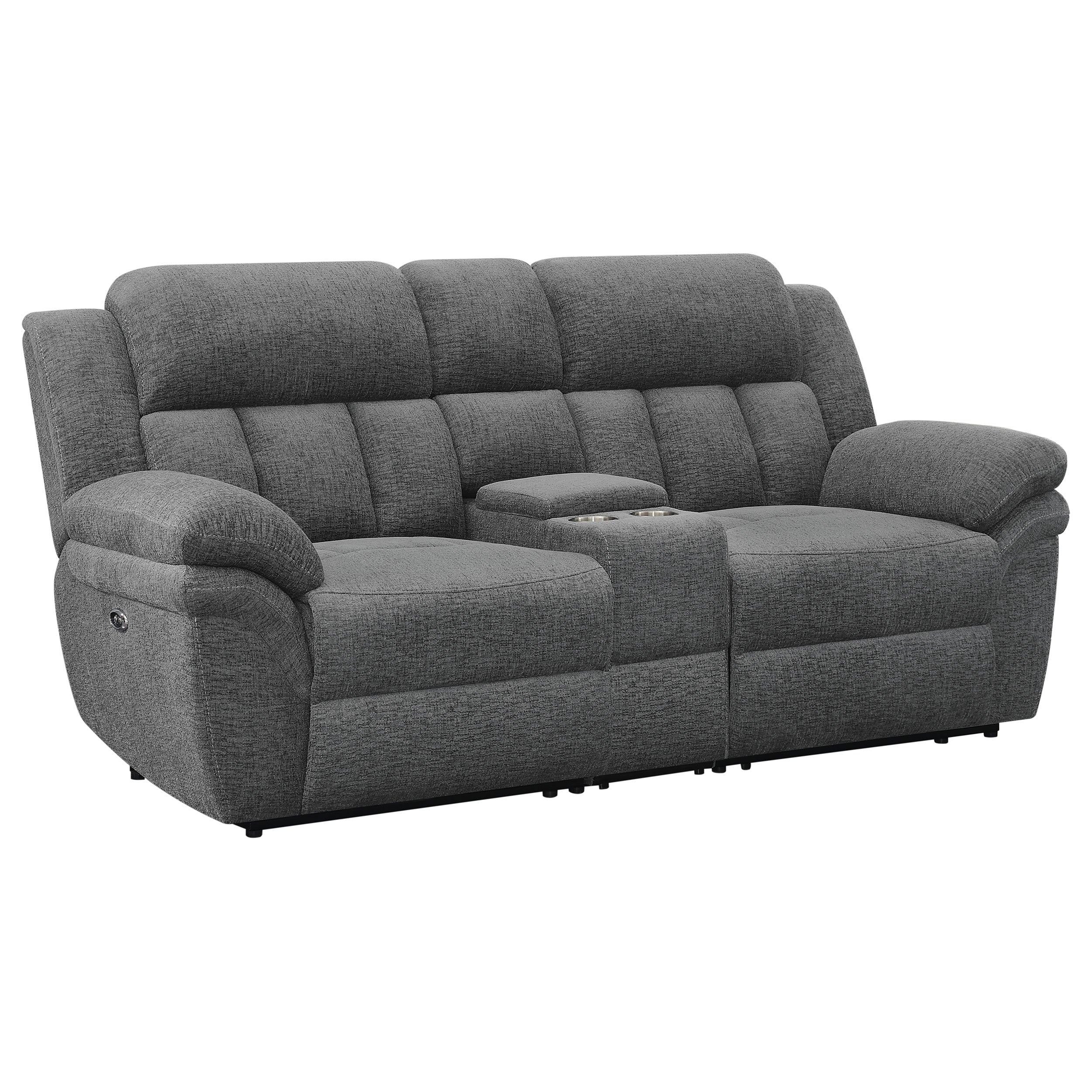 Tampa Furniture Outlet - Coaster - Bahrain Upholstered Power Loveseat Charcoal - 609542P