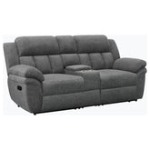 Tampa Furniture Outlet - Coaster - Bahrain Upholstered Motion Loveseat Charcoal - 609542