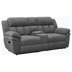 Tampa Furniture Outlet - Coaster - Bahrain Upholstered Motion Loveseat Charcoal - 609542