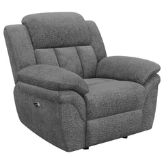 Tampa Furniture Outlet - Coaster - Bahrain Upholstered Power Glider Recliner Charcoal - 609543P