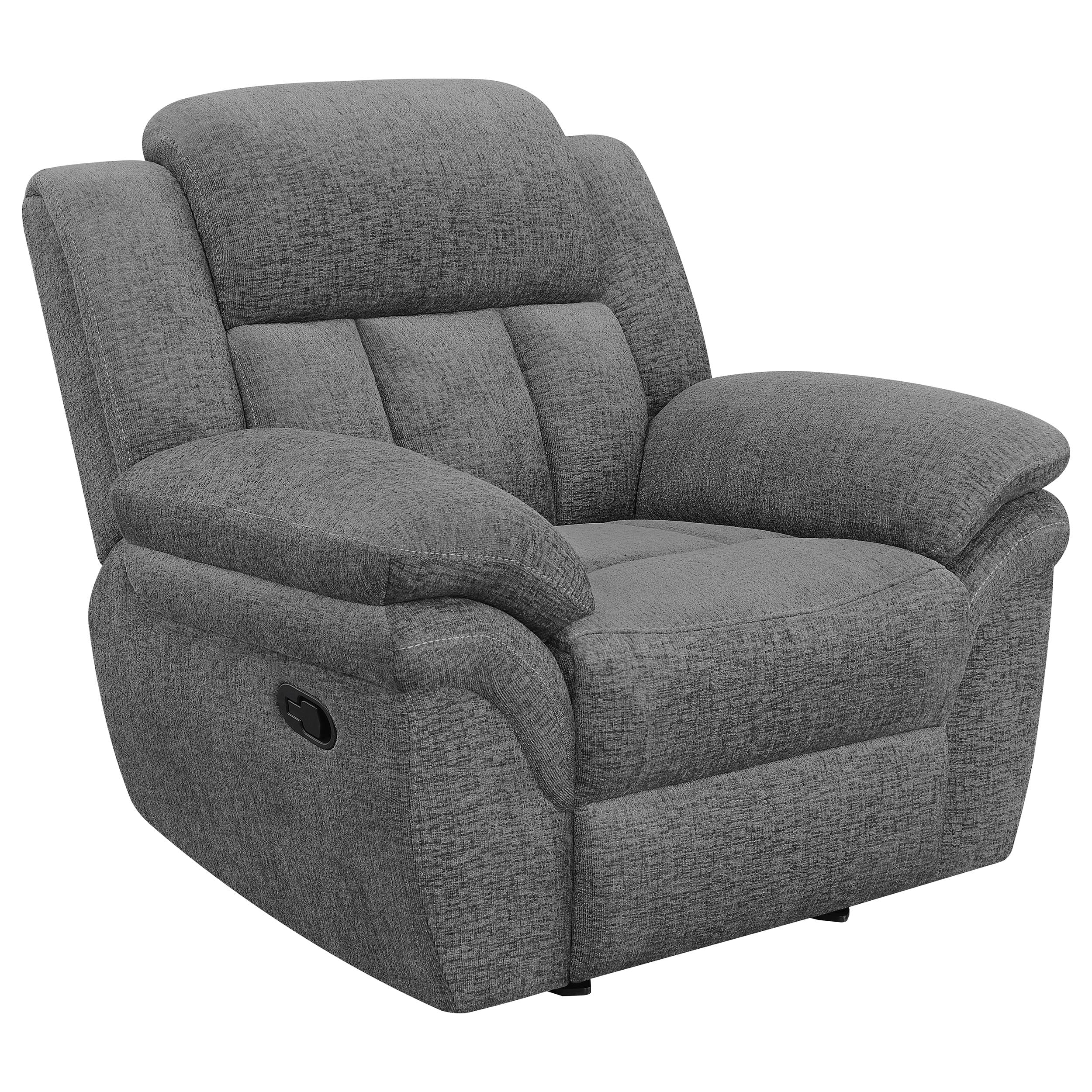 Tampa Furniture Outlet - Coaster - Bahrain Upholstered Glider Recliner Charcoal - 609543