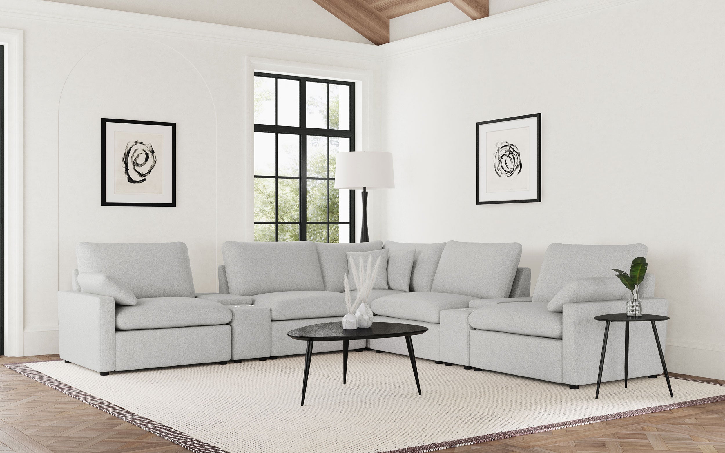 Tampa Furniture Outlet - Coaster - Collins 7-piece Modular Power Reclining Sectional Grey - 609560P-SETA