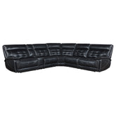 Tampa Furniture Outlet - Coaster - Hewitt Leather Dual Power Reclining Sectional Sofa Black - 609610PP