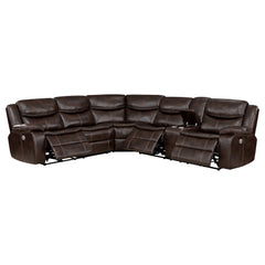 Tampa Furniture Outlet - Coaster - Sycamore Upholstered Power Reclining Sectional Sofa Brown - 610190P
