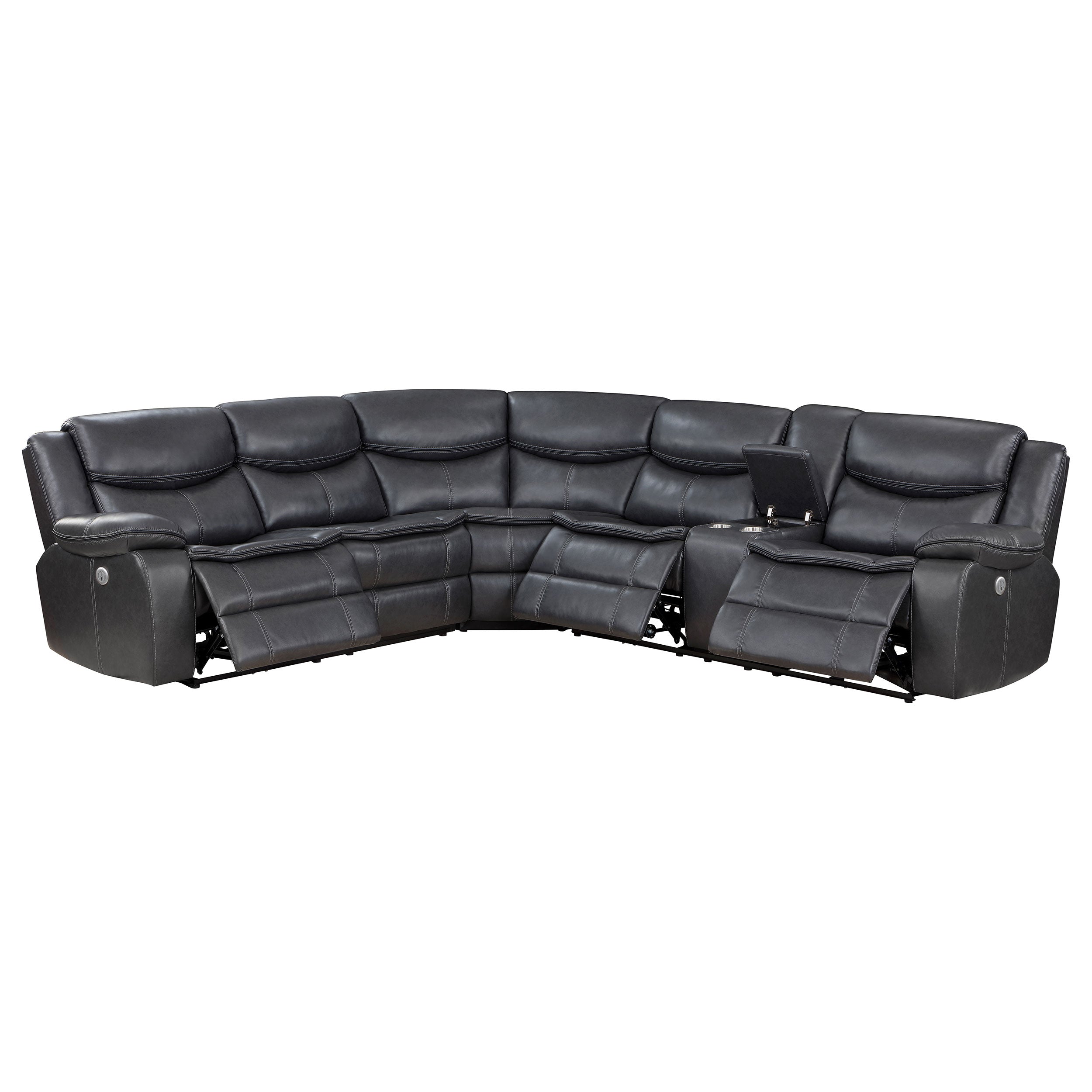 Tampa Furniture Outlet - Coaster - Sycamore Upholstered Power Reclining Sectional Sofa Grey - 610200P
