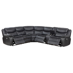Tampa Furniture Outlet - Coaster - Sycamore Upholstered Power Reclining Sectional Sofa Grey - 610200P