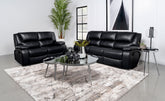 Tampa Furniture Outlet - Coaster - Camila 2-piece Upholstered Reclining Sofa Set Black - 610244-S2
