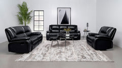 Tampa Furniture Outlet - Coaster - Camila 3-piece Upholstered Reclining Sofa Set Black - 610244-S3