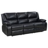 Tampa Furniture Outlet - Coaster - Camila Upholstered Motion Reclining Sofa Black - 610244