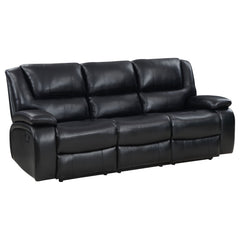 Tampa Furniture Outlet - Coaster - Camila Upholstered Motion Reclining Sofa Black - 610244