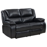 Tampa Furniture Outlet - Coaster - Camila Upholstered Motion Reclining Loveseat Black - 610245