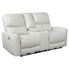 Tampa Furniture Outlet - Coaster - Greenfield Upholstered Power Reclining Loveseat Dove Grey - 610262P