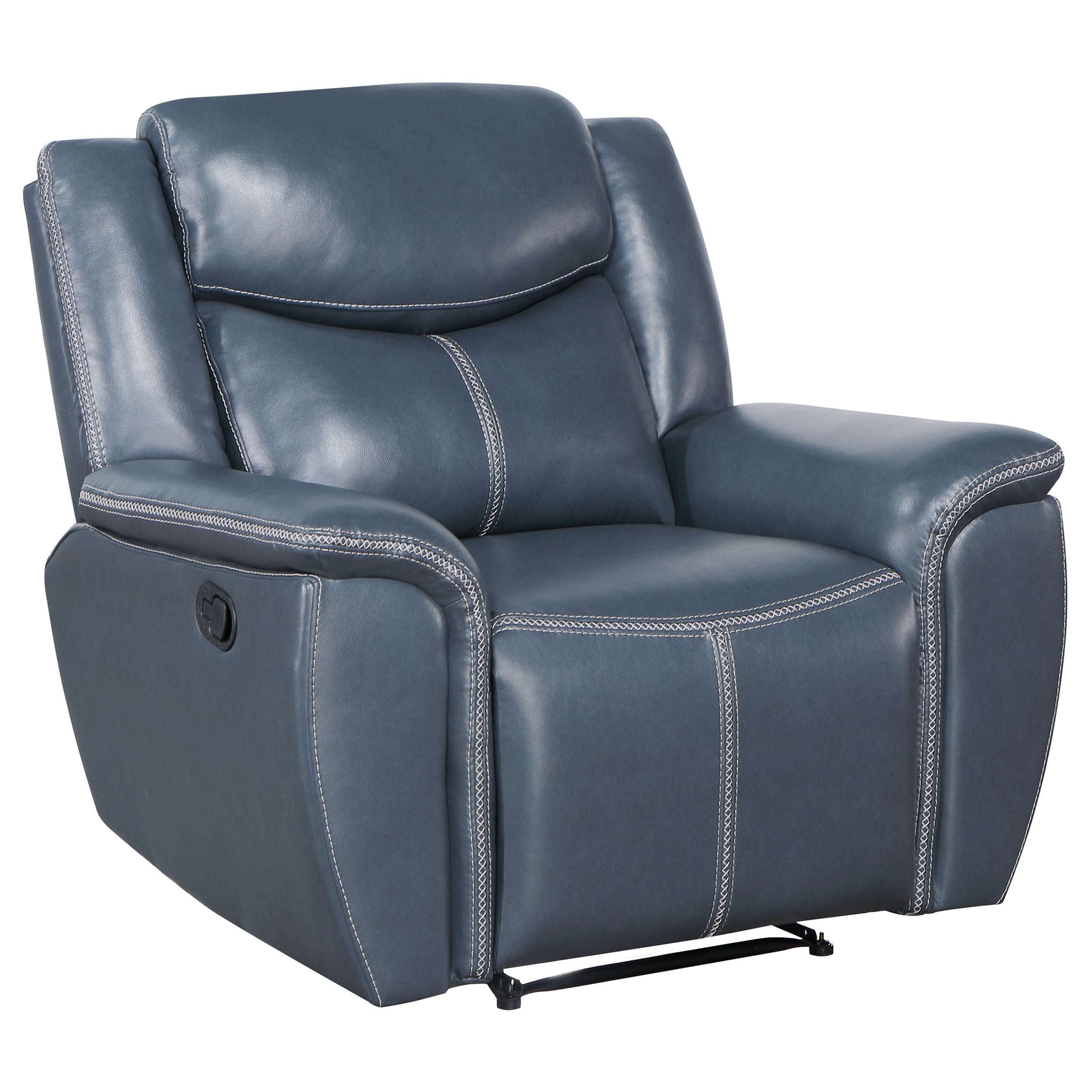 Tampa Furniture Outlet - Coaster - Sloane Upholstered Padded Arm Recliner Chair Blue - 610273