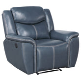 Tampa Furniture Outlet - Coaster - Sloane Upholstered Padded Arm Recliner Chair Blue - 610273
