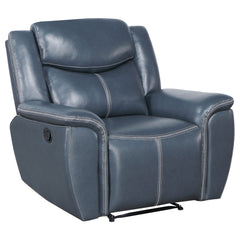Tampa Furniture Outlet - Coaster - Sloane Upholstered Padded Arm Recliner Chair Blue - 610273