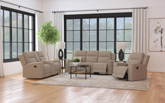 Tampa Furniture Outlet - Coaster - Brentwood 3-piece Upholstered Reclining Sofa Set Taupe - 610281-S3