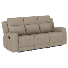 Tampa Furniture Outlet - Coaster - Brentwood Upholstered Motion Reclining Sofa Taupe - 610281
