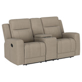 Tampa Furniture Outlet - Coaster - Brentwood Upholstered Motion Reclining Loveseat Taupe - 610282
