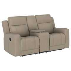 Tampa Furniture Outlet - Coaster - Brentwood Upholstered Motion Reclining Loveseat Taupe - 610282