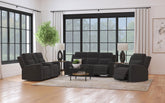 Tampa Furniture Outlet - Coaster - Brentwood 3-piece Upholstered Reclining Sofa Set Charcoal - 610284-S3