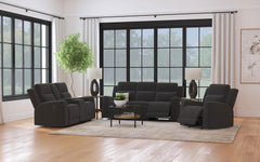 Tampa Furniture Outlet - Coaster - Brentwood 3-piece Upholstered Reclining Sofa Set Charcoal - 610284-S3