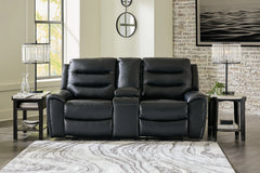 Tampa Furniture Outlet Lutz - Ashley Furniture - Warlin Living Room - PWR REC Loveseat/CON/ADJ HDRST / Black - 6110518