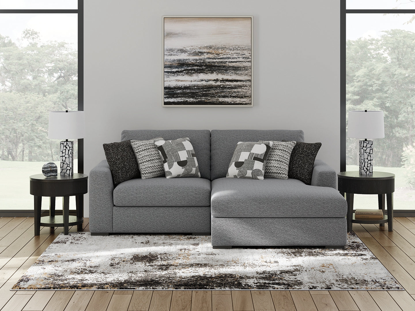 Tampa Furniture Outlet Lutz - Ashley Furniture - Bealton Sectional - RAF 2-Piece Sectional with Chaise / Salt and Pepper - 61305S10
