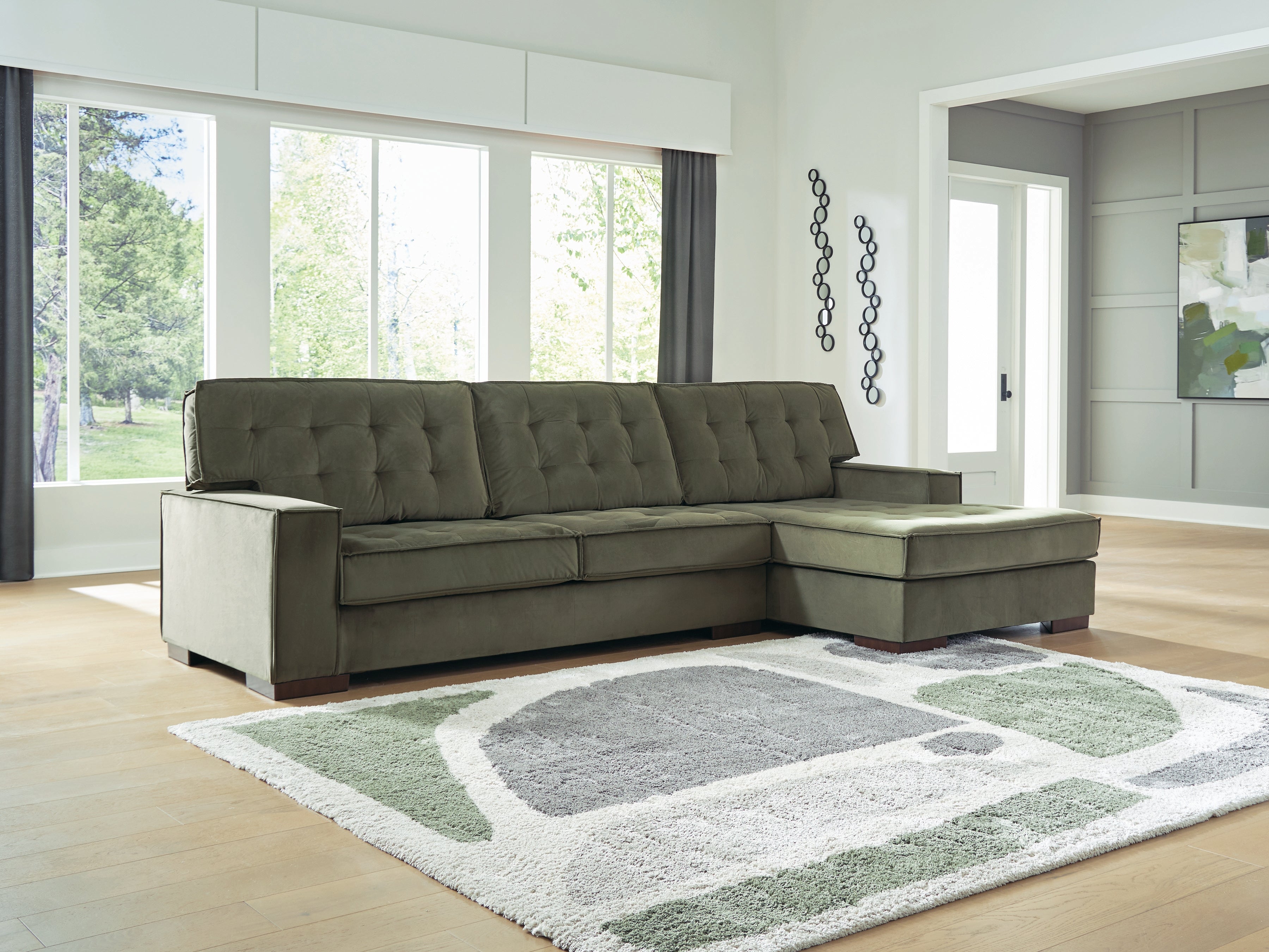 Tampa Furniture Outlet Lutz - Ashley Furniture - Caspian-Town Sectional - LAF 2-Piece Sectional with Chaise / Olive - PC61702S2
