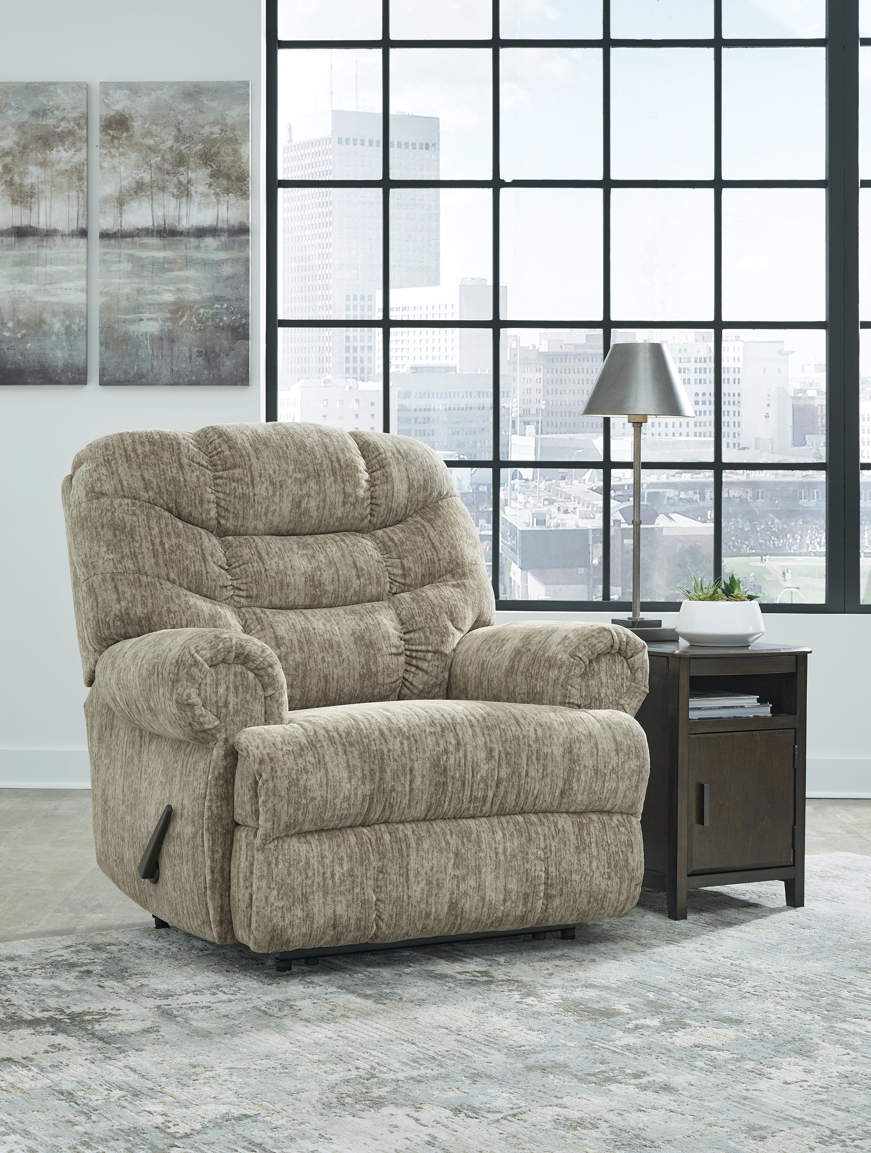 Tampa Furniture Outlet Lutz - Ashley Furniture - Movie Man Living Room - Zero Wall Recliner / Taupe - 6380329