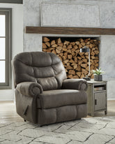 Tampa Furniture Outlet Lutz - Ashley Furniture - Camera Time Living Room - Zero Wall Recliner / Gunmetal - 6570729