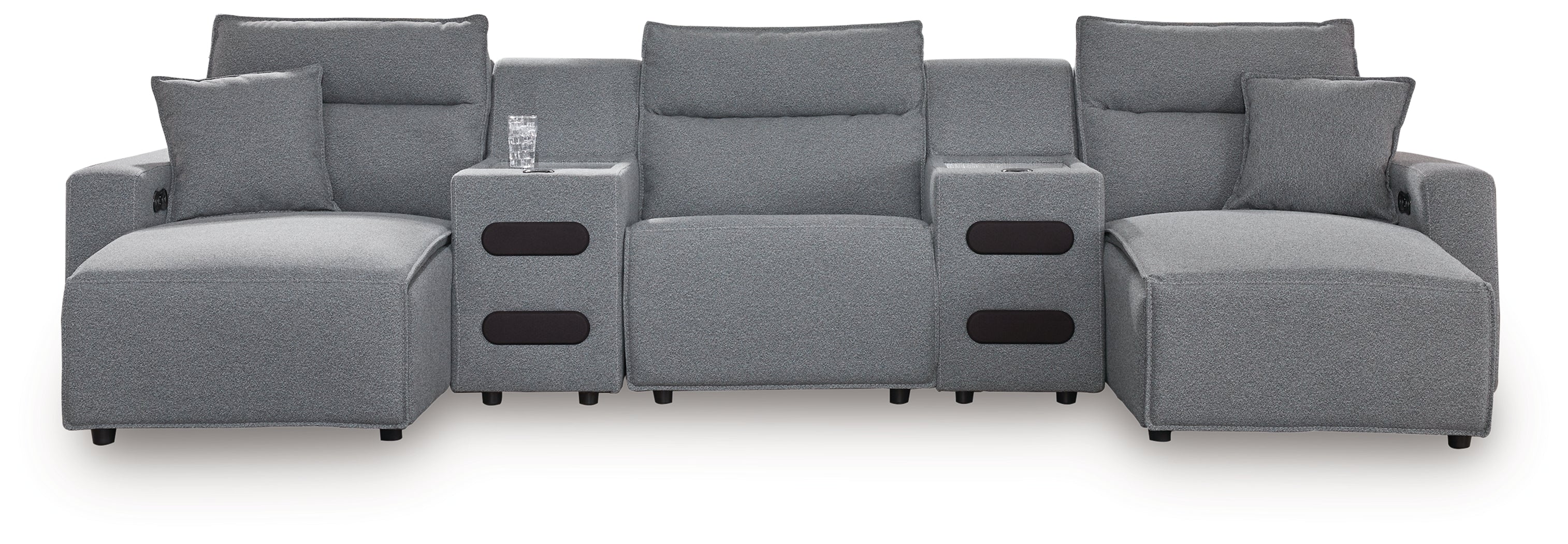 Tampa Furniture Outlet Lutz - Ashley Furniture - ModMax II Sectional - 5-Piece Power Reclining Sectional with Chaise / Salt and Pepper - 65906S15