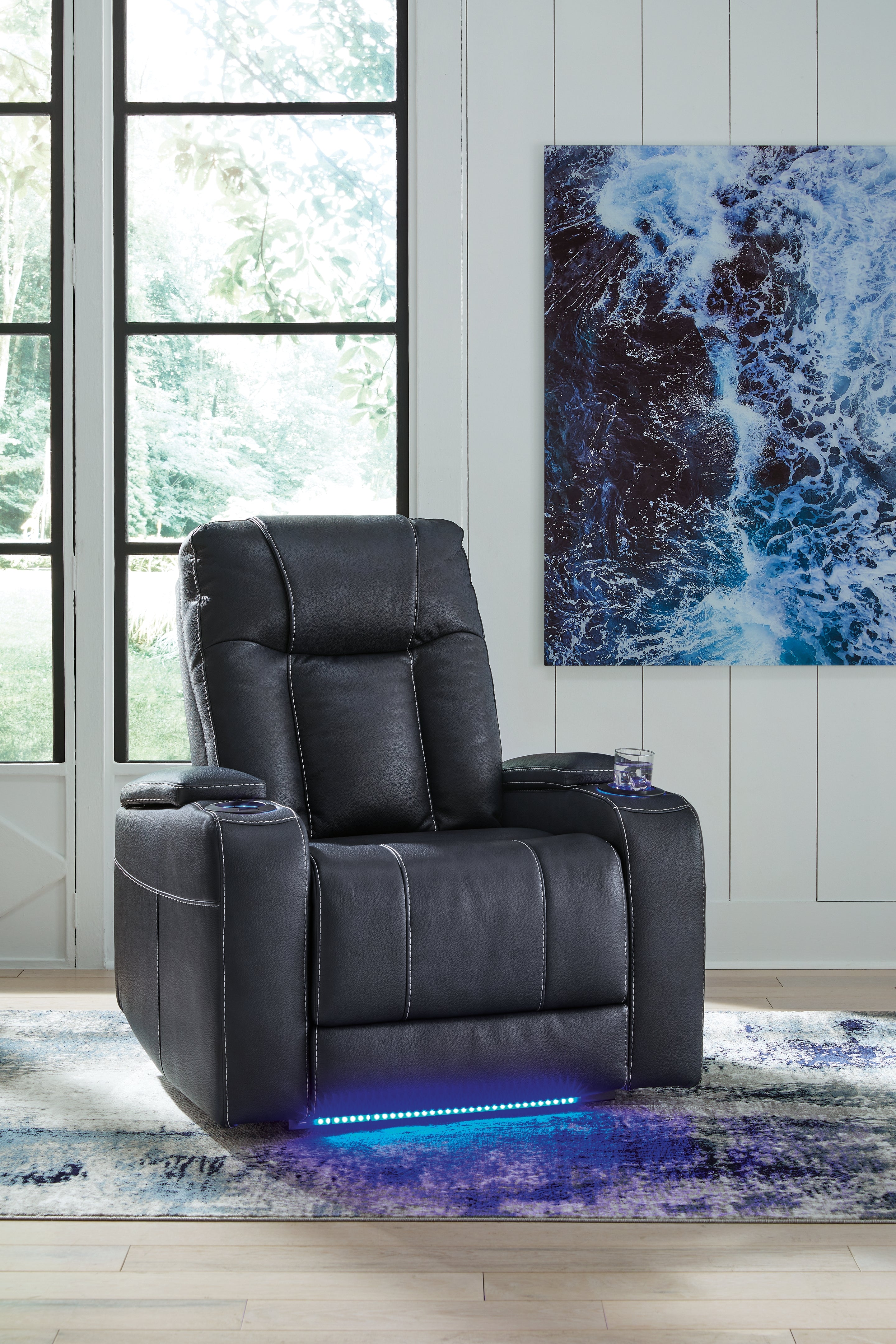 Tampa Furniture Outlet Lutz - Ashley Furniture - Feazada Living Room - PWR Recliner/ADJ Headrest / Sapphire - 6620613