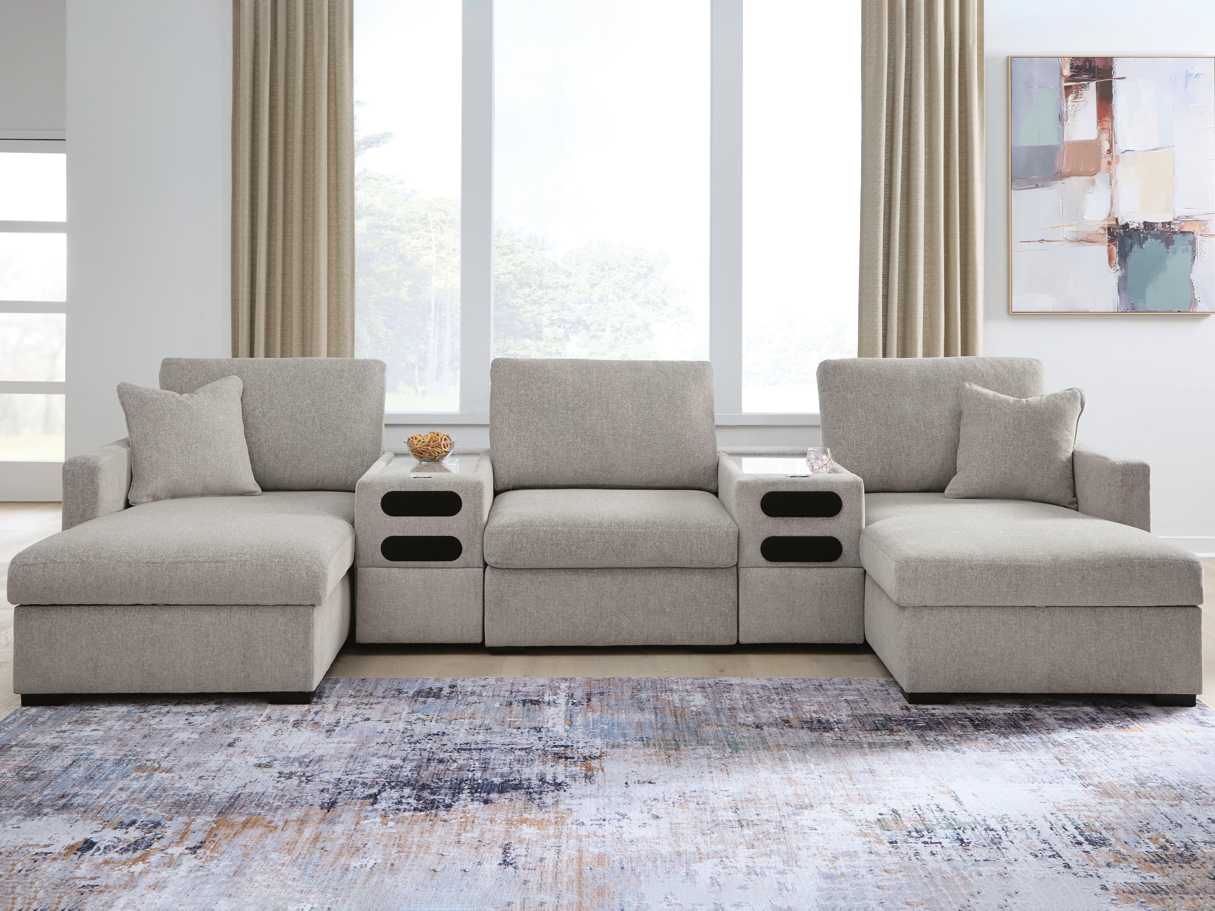Tampa Furniture Outlet Lutz - Ashley Furniture - ModMax Luxe Sectional - RAF 5-Piece Double Chaise Sectional with Audio Consoles - 68605S43