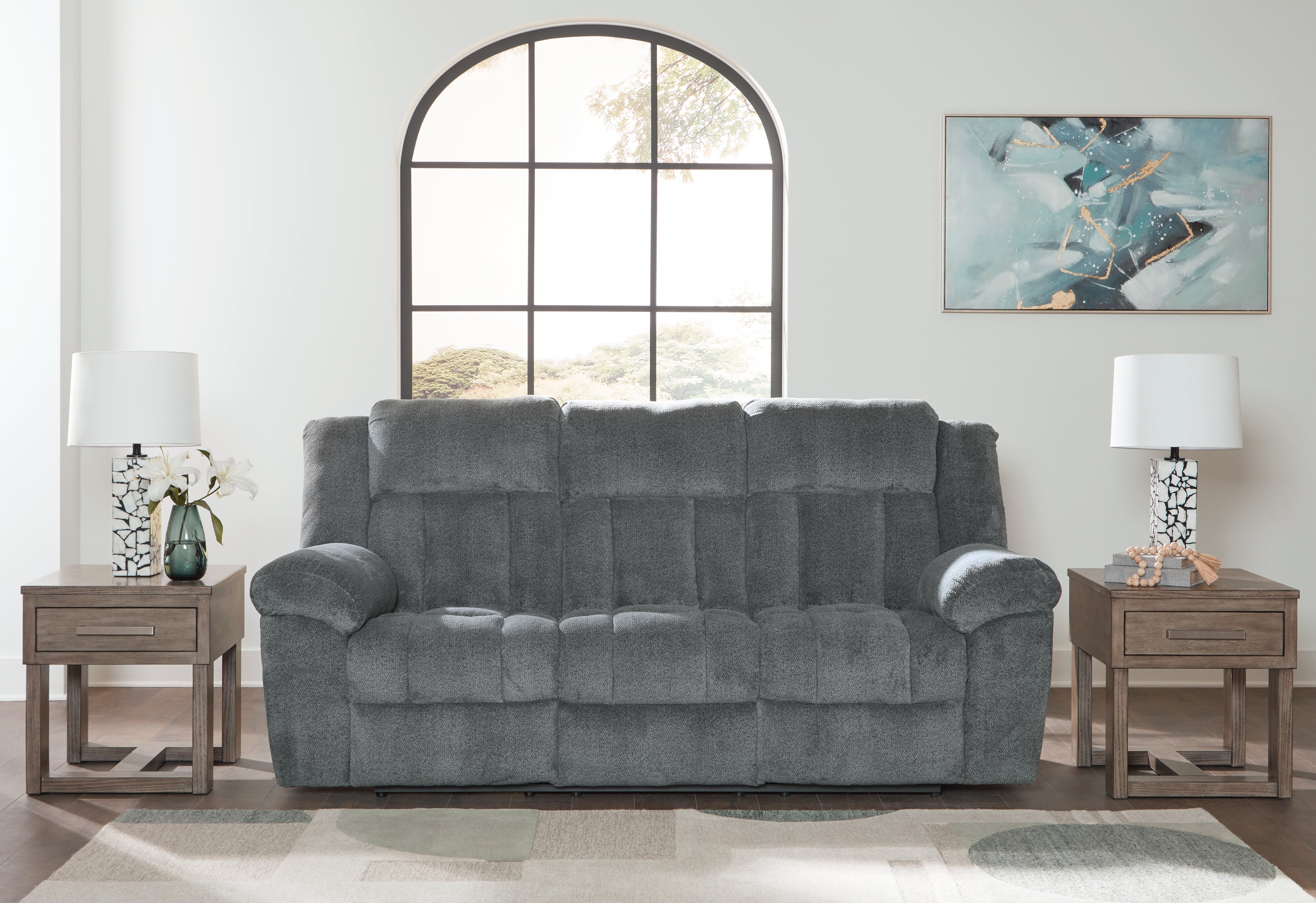 Tampa Furniture Outlet Lutz - Ashley Furniture - Tip-Off Living Room - PWR REC Sofa with ADJ Headrest / Slate - 6930415