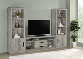 Tampa Furniture Outlet - Coaster - Burke 3-piece 59-inch TV Entertainment Center Grey Driftwood - 701024-SET