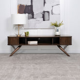 Tampa Furniture Outlet - Coaster - Valna Wood 71-inch TV Stand with Sliding Doors Walnut - 701713