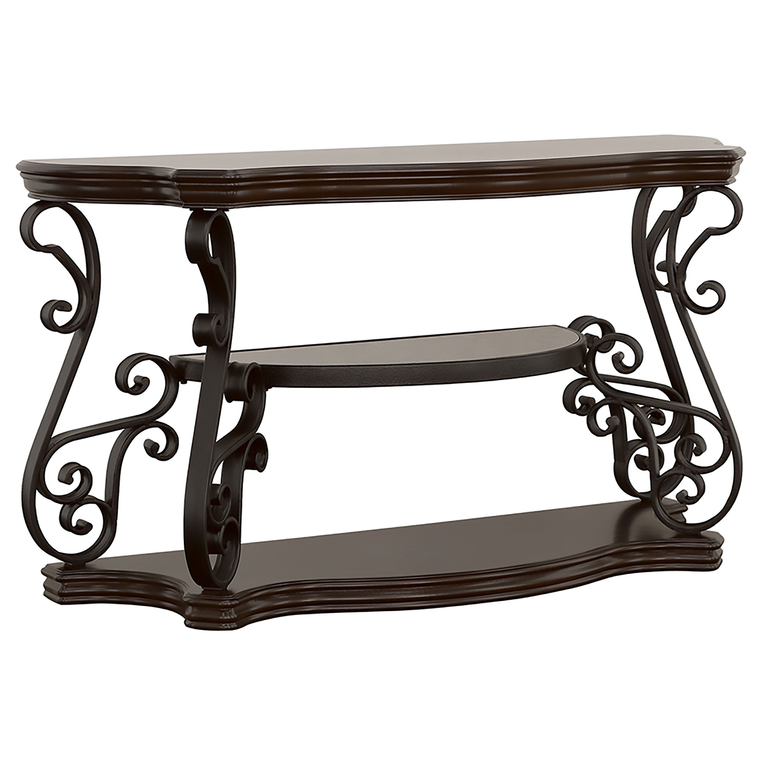 Tampa Furniture Outlet - Coaster - Laney Scrollwork Entryway Sofa Console Table Deep Merlot - 702449