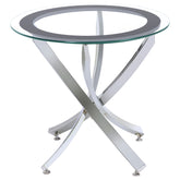 Tampa Furniture Outlet - Coaster - Brooke Round Glass Top Side End Table Metal Base Chrome - 702587