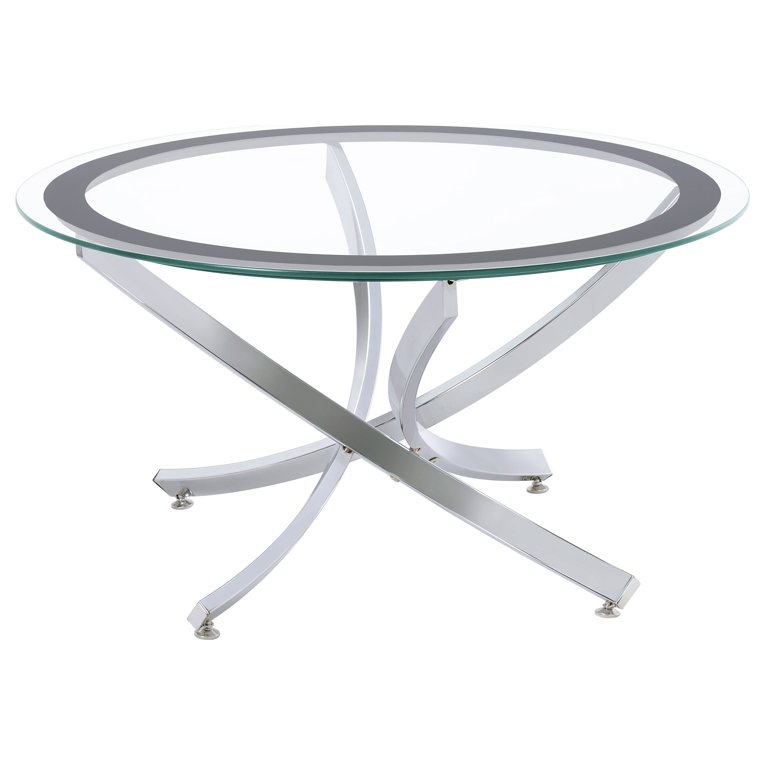 Tampa Furniture Outlet - Coaster - Brooke Round Glass Top Coffee Table Metal Base Chrome - 702588