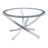Tampa Furniture Outlet - Coaster - Brooke Round Glass Top Coffee Table Metal Base Chrome - 702588
