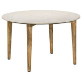 Tampa Furniture Outlet - Coaster - Aldis Round Marble Top Coffee Table White and Natural - 703718