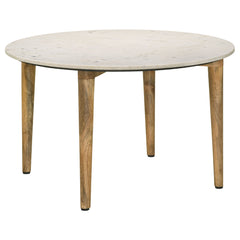 Tampa Furniture Outlet - Coaster - Aldis Round Marble Top Coffee Table White and Natural - 703718