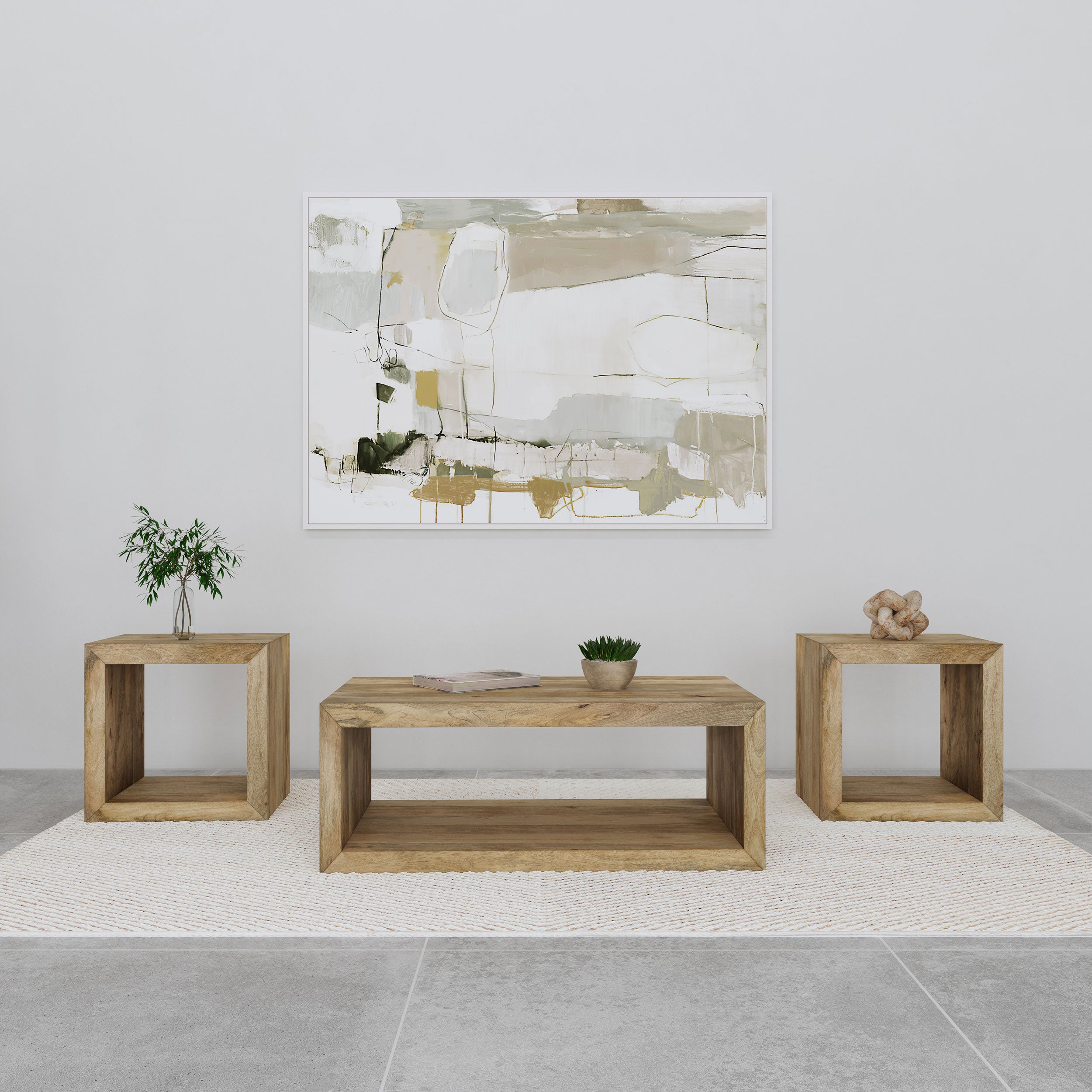 Tampa Furniture Outlet - Coaster - Benton 3-piece Solid Mango Coffee and End Table Set Natural - 704838-S3