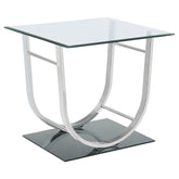 Tampa Furniture Outlet - Coaster - Danville Square U-Shaped Glass Top Side End Table Chrome - 704987