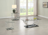 Tampa Furniture Outlet - Coaster - Danville 3-piece Glass Top Coffee and End Table Set Chrome - 704988-S3