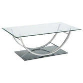Tampa Furniture Outlet - Coaster - Danville Rectangular U-Shaped Glass Top Coffee Table Chrome - 704988