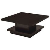 Tampa Furniture Outlet - Coaster - Reston Square Engineered Wood Coffee Table with Casters Cappuccino - 705168
